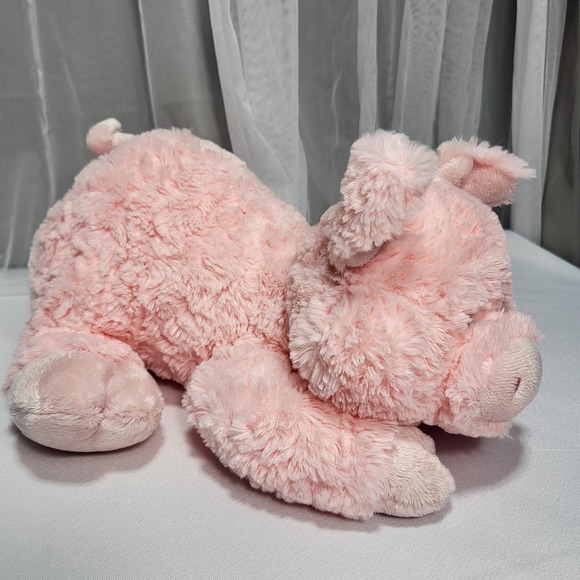 Aurora 12" Soft Pink Crouching Pig Piglet Stuffed Plush Animal Toy - Picture 2 of 10